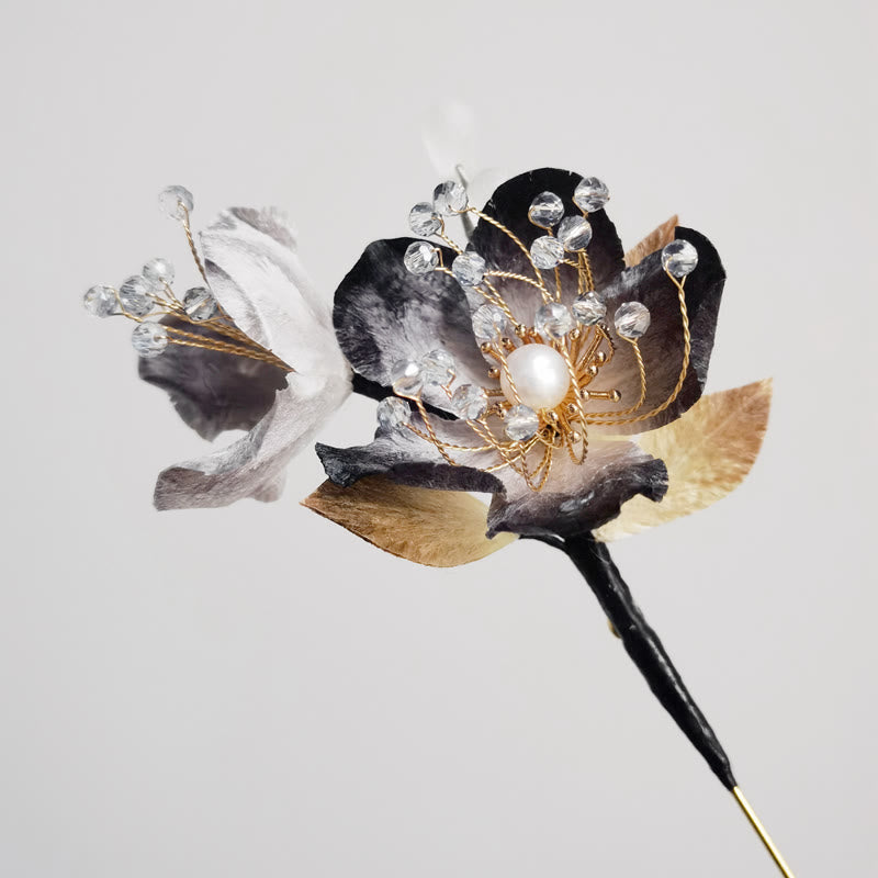 Handmade Velvet Flower Mulberry Silk Flowers Leaves Brooch