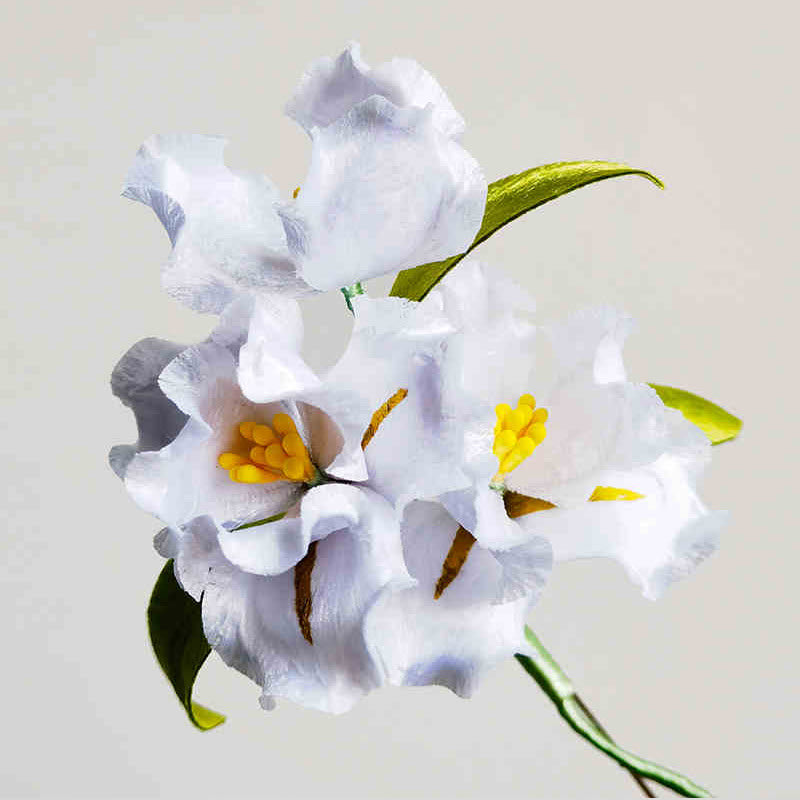 Handmade Velvet Flower Mulberry Silk White Iris Flower Brooch