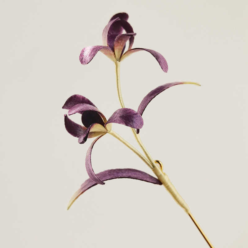 Handmade Velvet Flower Mulberry Silk Orchid Flower Brooch