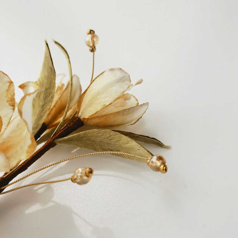 Handmade Velvet Flower Mulberry Silk White Camellia Brooch