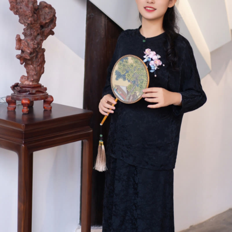 Handmade Velvet Flower Mulberry Silk Pink Iris Vine Brooch Hairpin