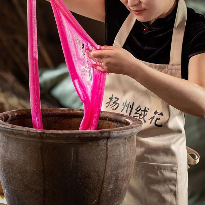 Handmade Yangzhou Velvet Flower Mulberry Silk Blue Flowers Brooch