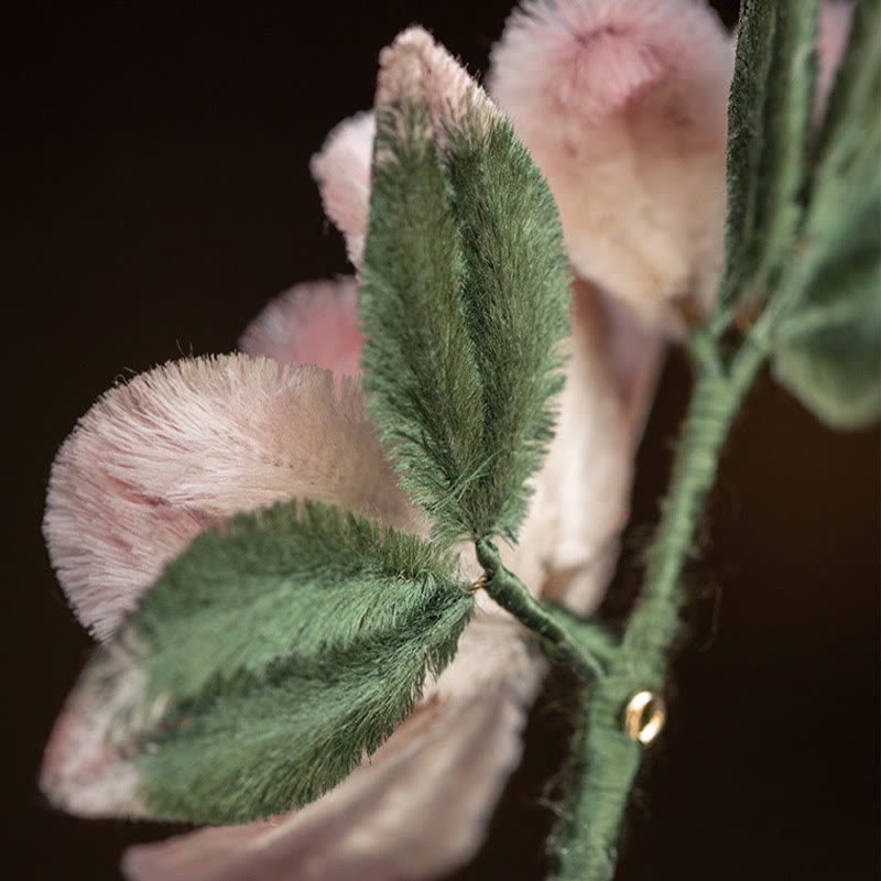 Handmade Yangzhou Velvet Flower Mulberry Silk Peach Blossom Brooch