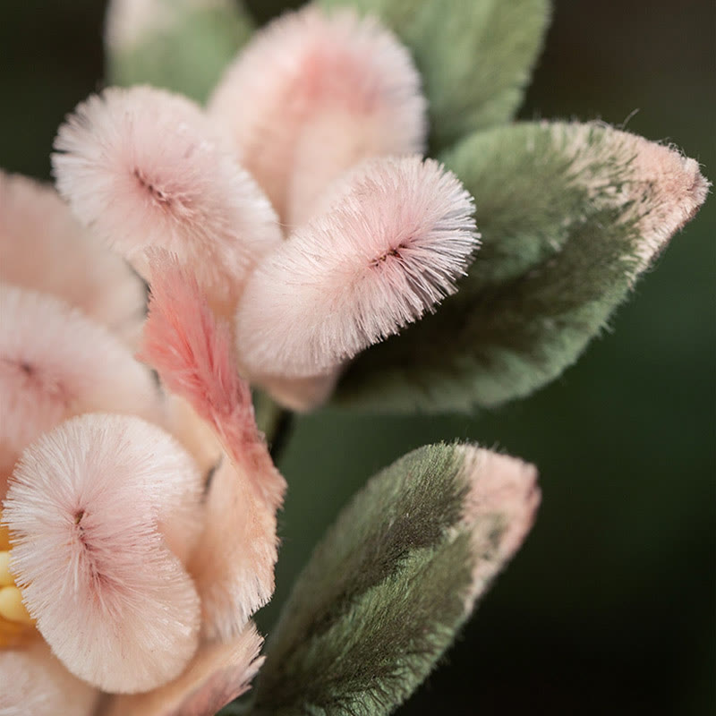 Handmade Yangzhou Velvet Flower Mulberry Silk Peach Blossom Brooch