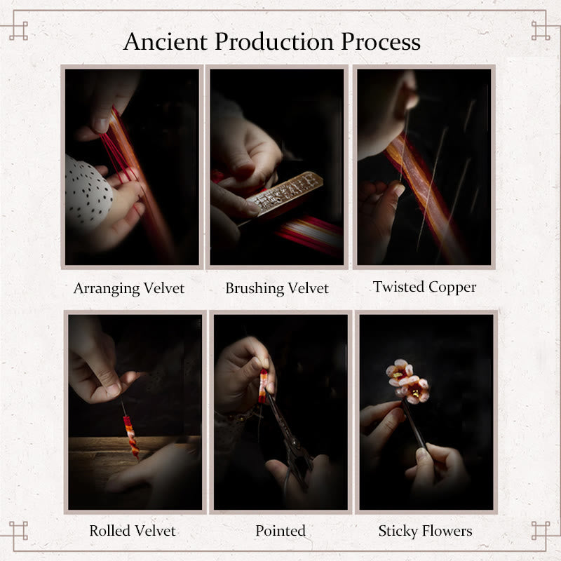 Handmade Yangzhou Velvet Flower Mulberry Silk Peach Blossom Brooch