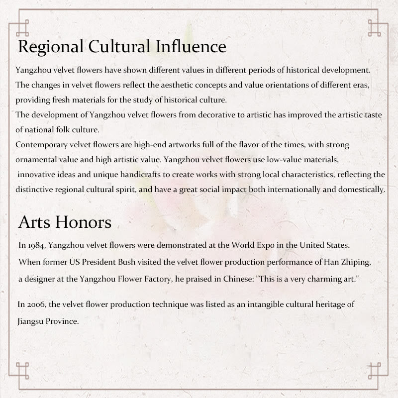 Handmade Yangzhou Velvet Flower Mulberry Silk Peach Blossom Brooch