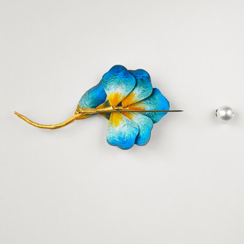 Handmade Velvet Flower Mulberry Silk Blue Flower Brooch