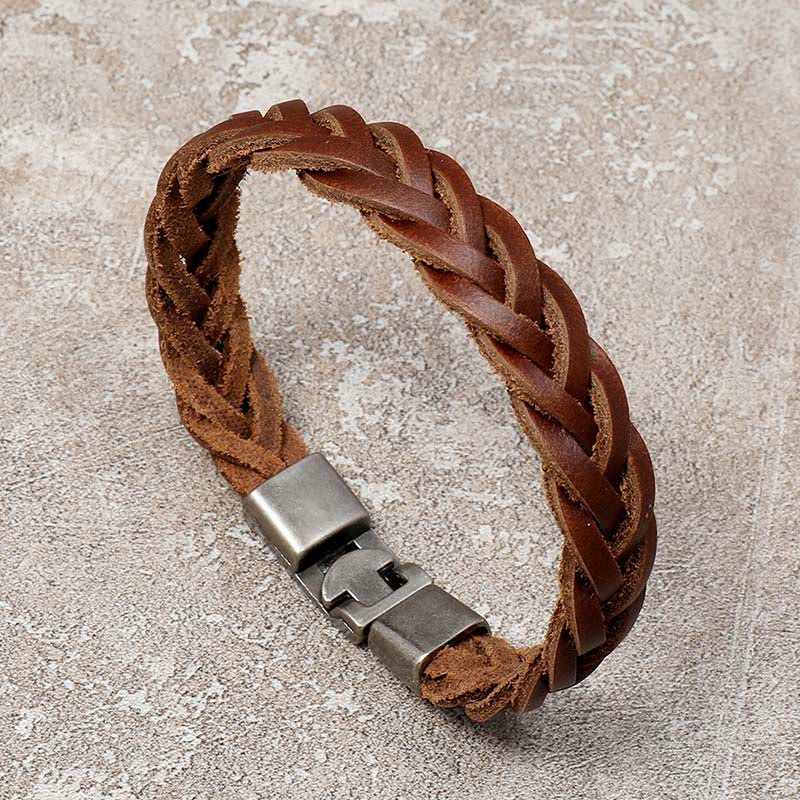 Vintage Leather Braided Buckle Strength Bracelet