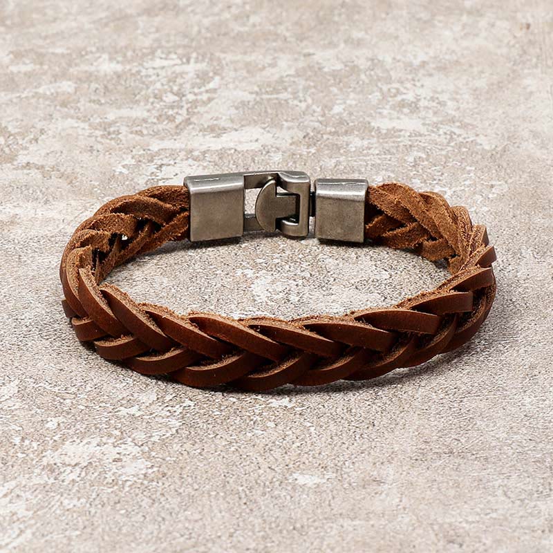 Vintage Leather Braided Buckle Strength Bracelet
