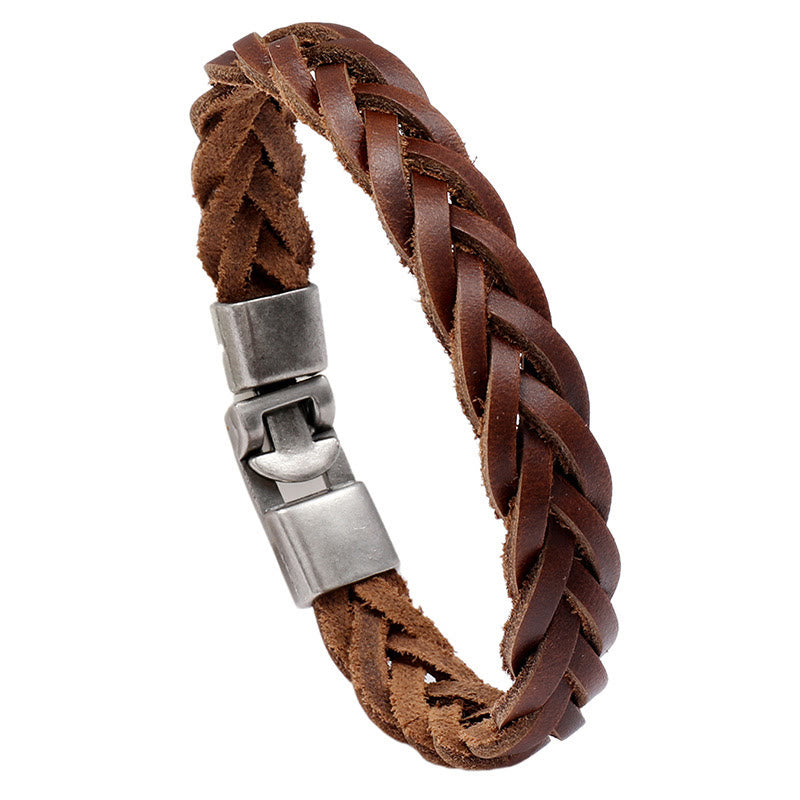 Vintage Leather Braided Buckle Strength Bracelet