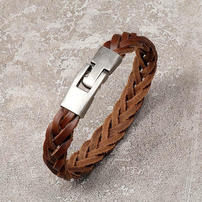 Vintage Leather Braided Buckle Strength Bracelet