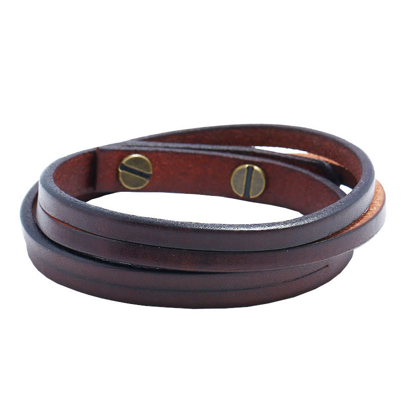 Vintage Multi-layer Leather Strength Buckle Bracelet