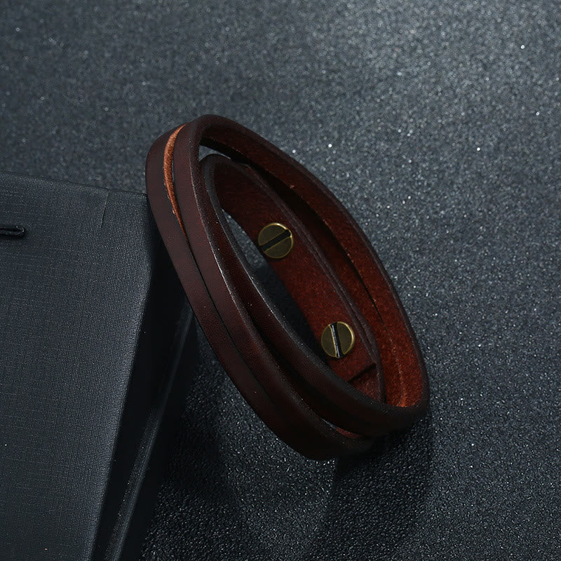 Vintage Multi-layer Leather Strength Buckle Bracelet