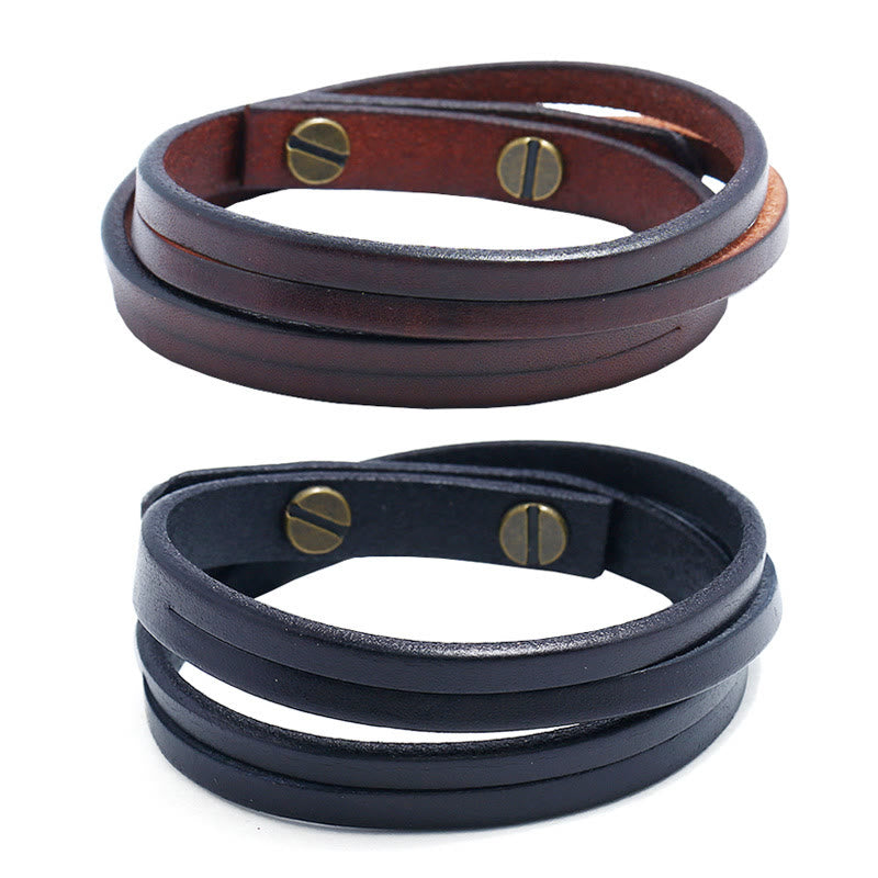 Vintage Multi-layer Leather Strength Buckle Bracelet