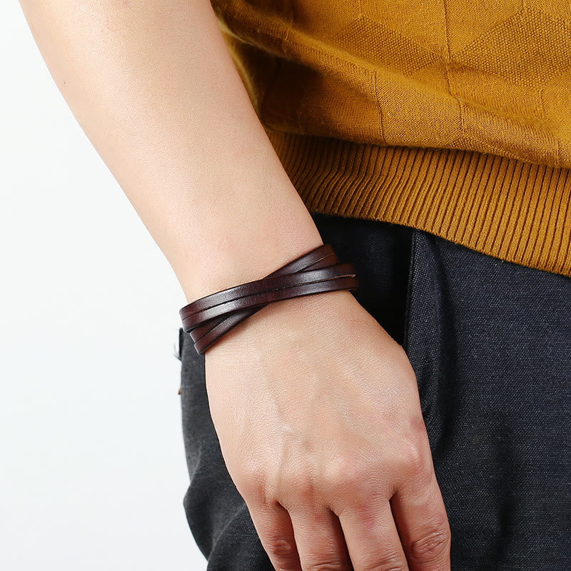Vintage Multi-layer Leather Strength Buckle Bracelet