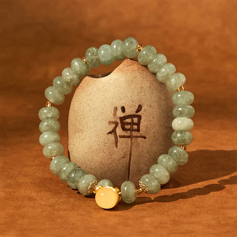 Strawberry Quartz & Cyan Jade Copper Lucky Cat Beaded Bracelet