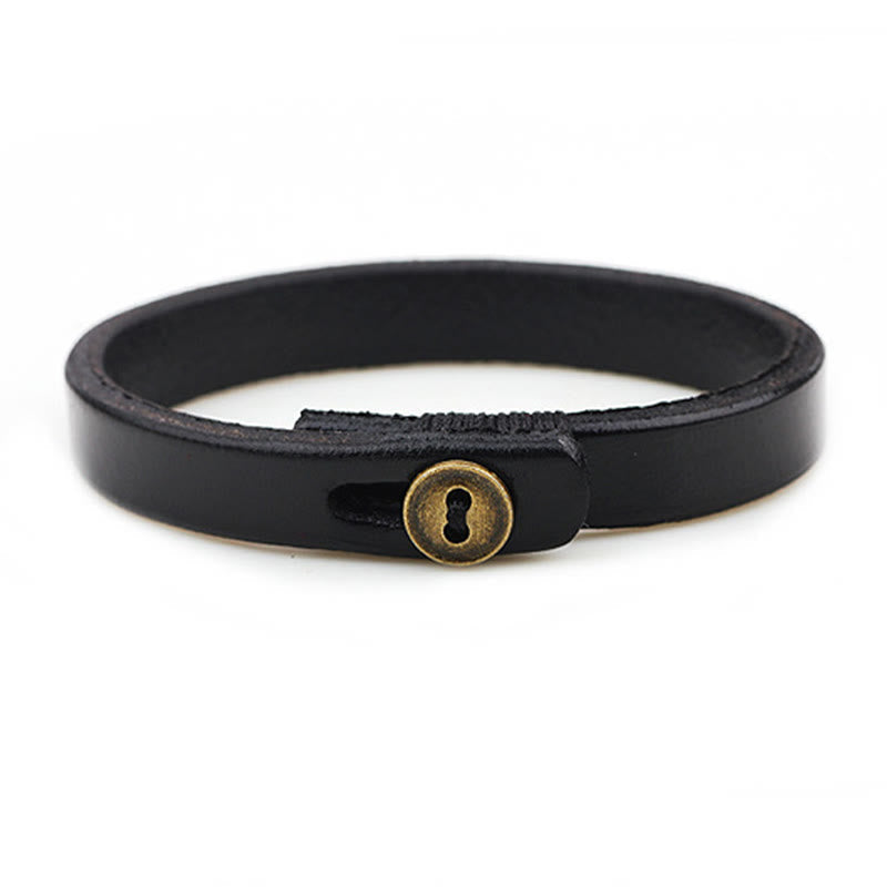 Vintage Plain Leather Button Buckle Confidence Bracelet