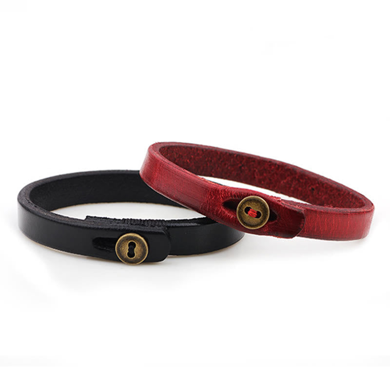 Vintage Plain Leather Button Buckle Confidence Bracelet