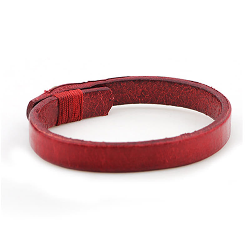 Vintage Plain Leather Button Buckle Confidence Bracelet