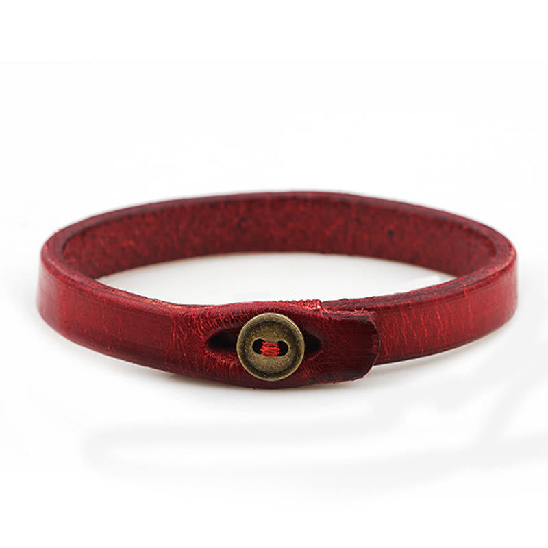 Vintage Plain Leather Button Buckle Confidence Bracelet