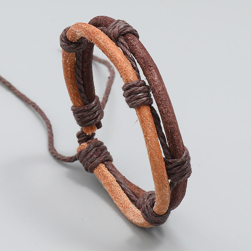 Vintage Leather Hand-woven Hemp Rope Strength Bracelet