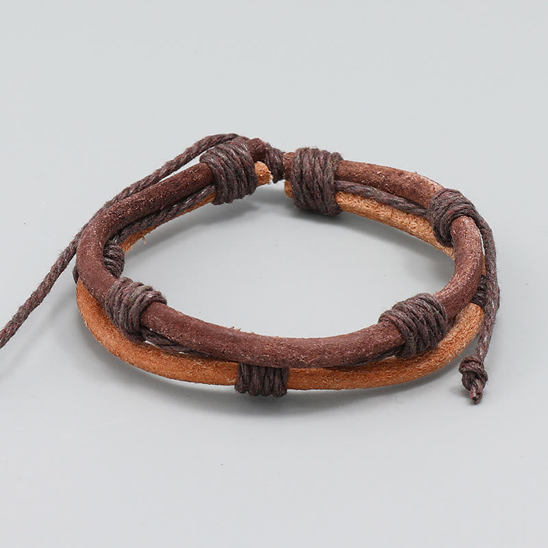 Vintage Leather Hand-woven Hemp Rope Strength Bracelet