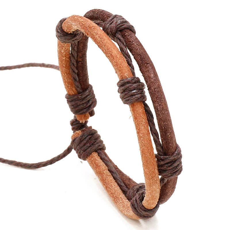 Vintage Leather Hand-woven Hemp Rope Strength Bracelet