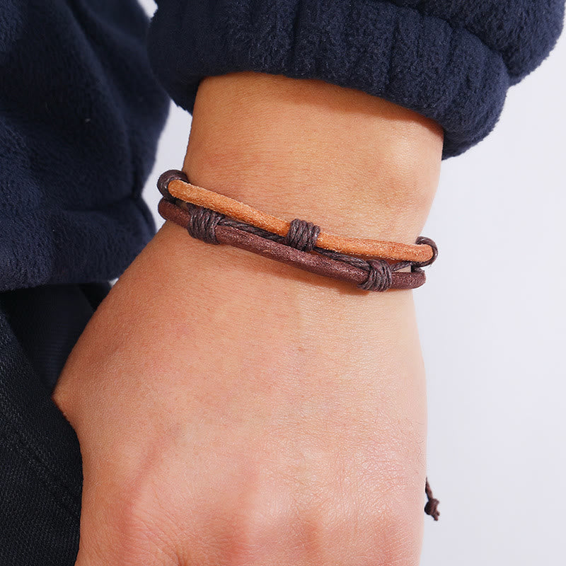 Vintage Leather Hand-woven Hemp Rope Strength Bracelet