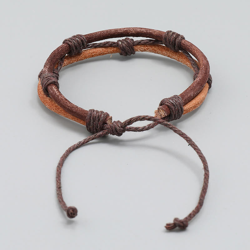 Vintage Leather Hand-woven Hemp Rope Strength Bracelet