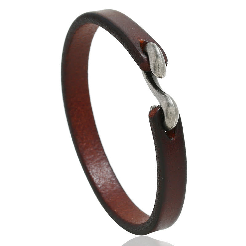 Vintage Leather Plain Strength Buckle Bracelet
