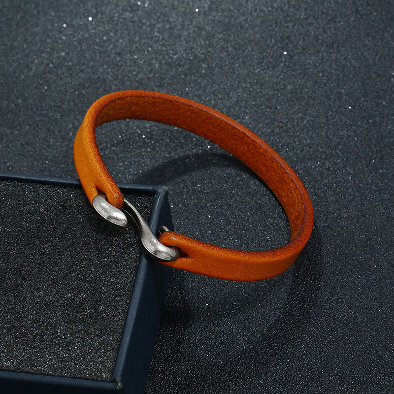 Vintage Leather Plain Strength Buckle Bracelet