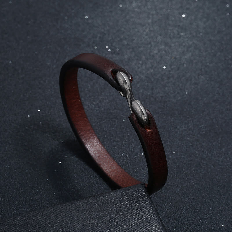Vintage Leather Plain Strength Buckle Bracelet