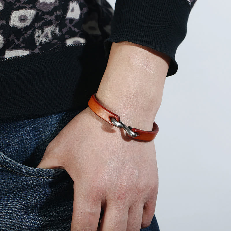 Vintage Leather Plain Strength Buckle Bracelet