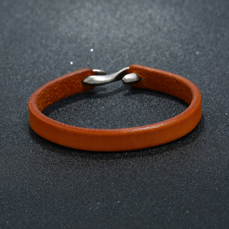 Vintage Leather Plain Strength Buckle Bracelet