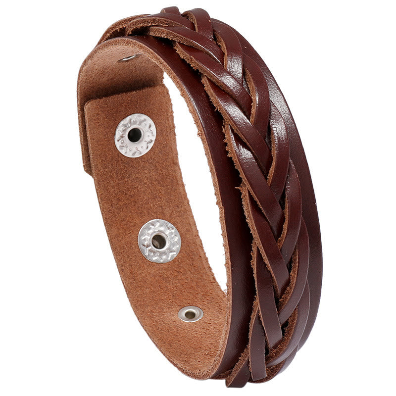 Vintage Weaving Leather Adjustable Buckle Strengthen Bracelet