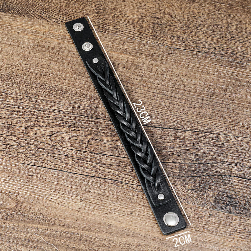 Vintage Weaving Leather Adjustable Buckle Strengthen Bracelet