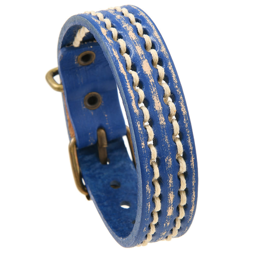 Vintage Leather Adjustable Buckle Strengthen Bracelet