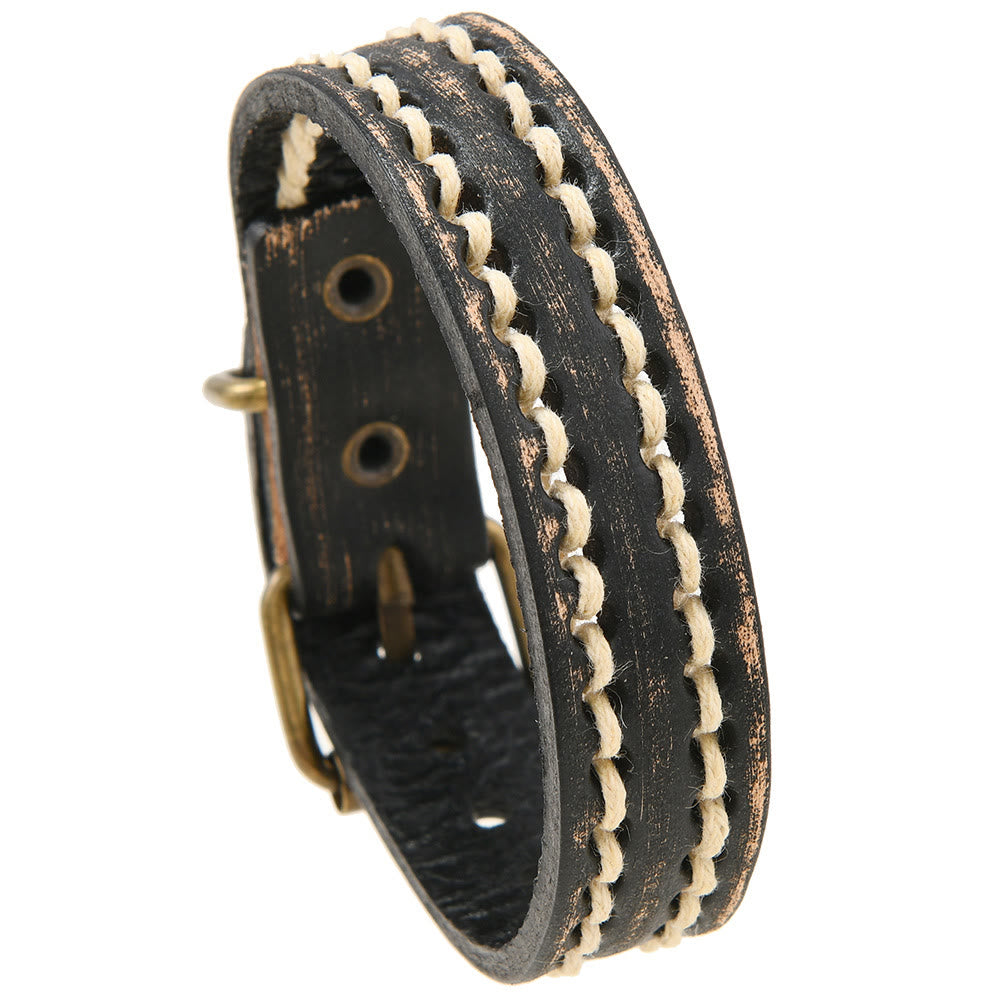 Vintage Leather Adjustable Buckle Strengthen Bracelet