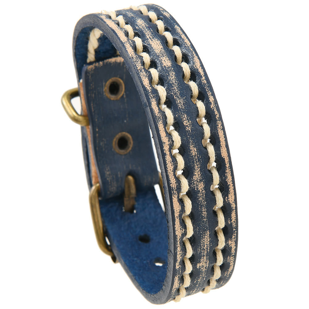 Vintage Leather Adjustable Buckle Strengthen Bracelet