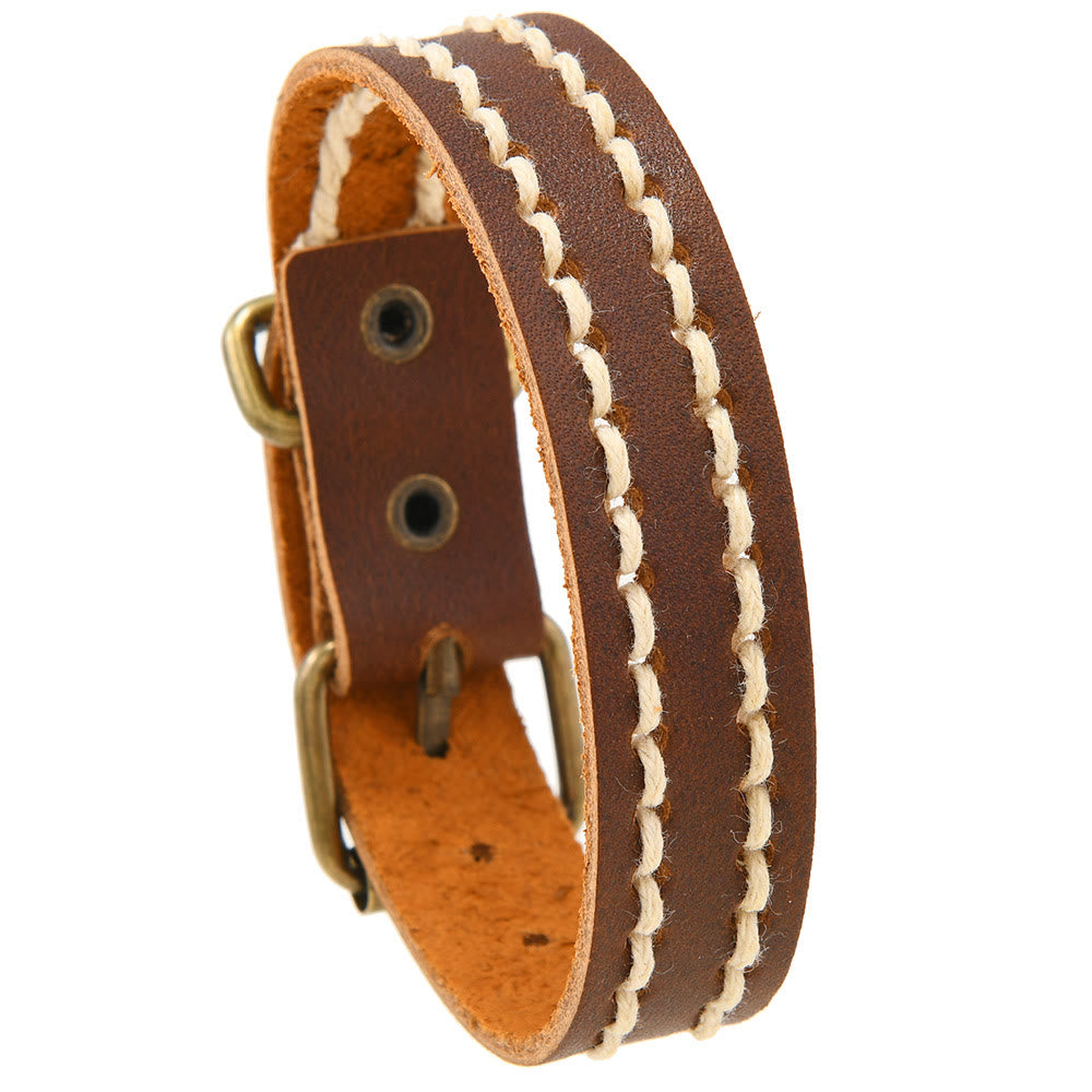 Vintage Leather Adjustable Buckle Strengthen Bracelet