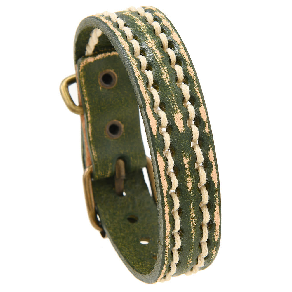 Vintage Leather Adjustable Buckle Strengthen Bracelet