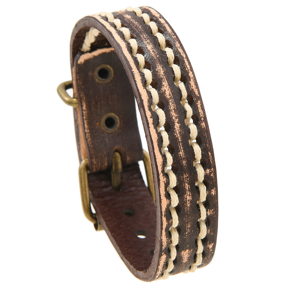Vintage Leather Adjustable Buckle Strengthen Bracelet