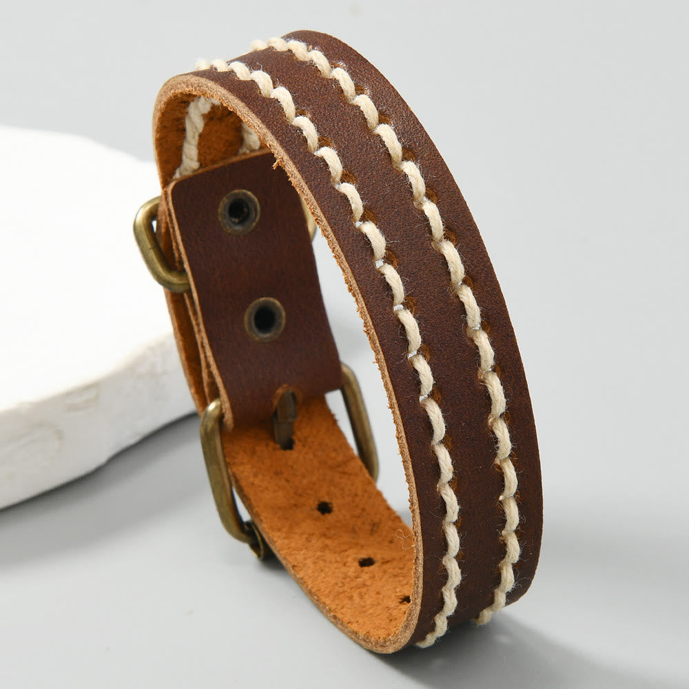 Vintage Leather Adjustable Buckle Strengthen Bracelet