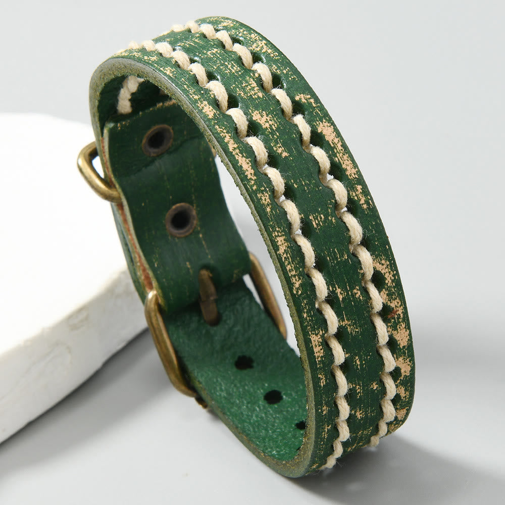 Vintage Leather Adjustable Buckle Strengthen Bracelet