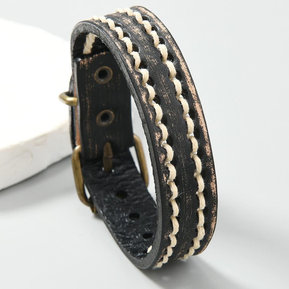 Vintage Leather Adjustable Buckle Strengthen Bracelet