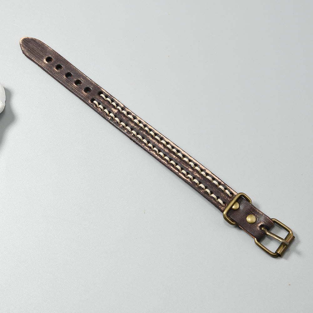 Vintage Leather Adjustable Buckle Strengthen Bracelet