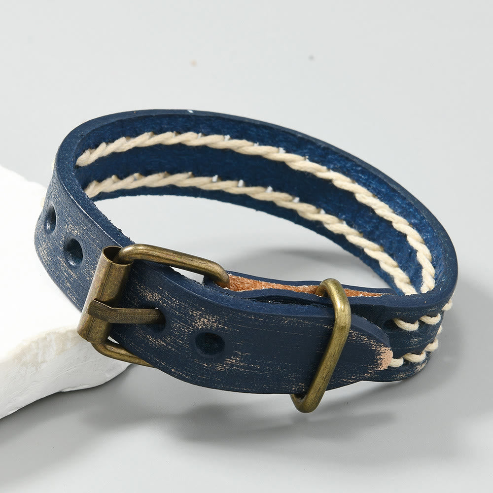 Vintage Leather Adjustable Buckle Strengthen Bracelet