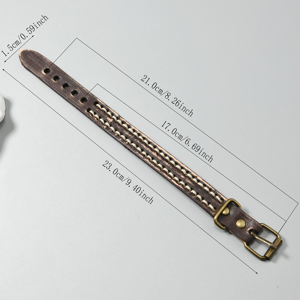 Vintage Leather Adjustable Buckle Strengthen Bracelet