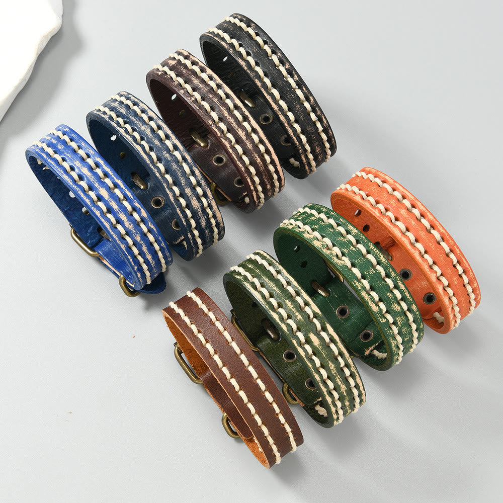 Vintage Leather Adjustable Buckle Strengthen Bracelet