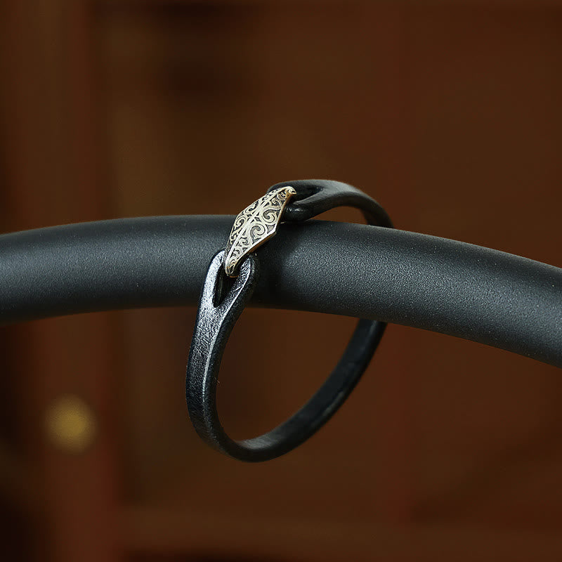 925 Sterling Silver & Leather Multi-Wrap Engraved Buckle Bracelet